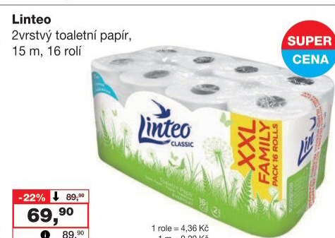 Toaletní papír 2vrstvý Linteo
