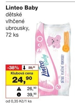 Vlhčené ubrousky dětské Linteo Baby