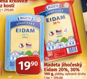 Sýr Eidam Jihočeský 20% Madeta
