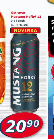 Pivo světlý ležák Mustang Hořký 12° Ostravar