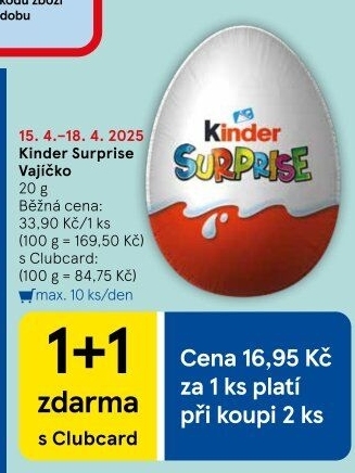 Čokoládové vajíčko s překvapením Kinder Surprise