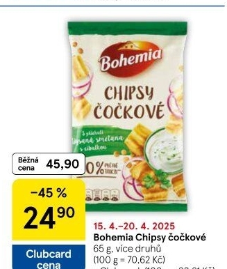 Čočkové chipsy Bohemia Chips