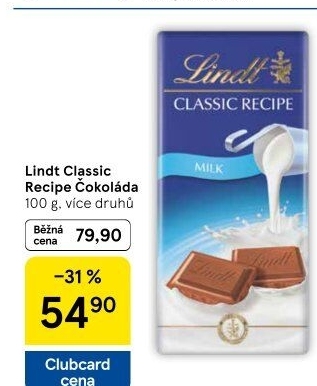 Čokoláda Classic Recipe Lindt