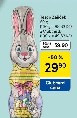 Čokoládový zajíc Tesco
