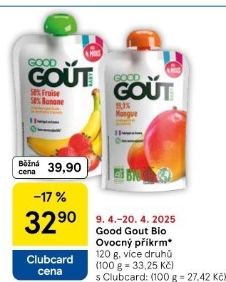 Kapsička ovocné pyré bio Good Gout