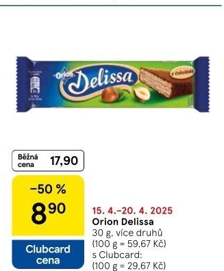 Oplatky celomáčené Delissa Orion