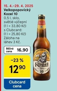 Pivo světlé výčepní 10°Velkopopovický Kozel