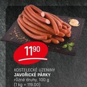 Párky javořické Kostelecké uzeniny