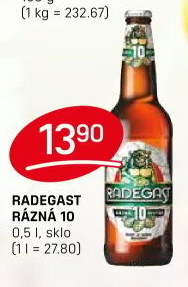 Pivo světlé výčepní Rázná 10° Radegast