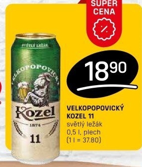 Pivo světlý ležák 11° Medium Velkopopovický Kozel