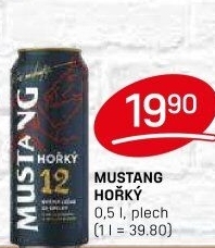 Pivo světlý ležák Mustang Hořký 12° Ostravar