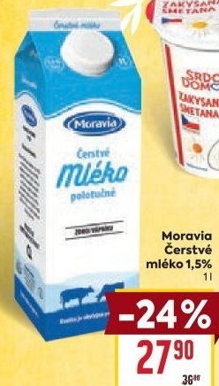 Mléko čerstvé Moravia - 1,5% polotučné