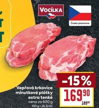 Vepřová krkovice bez kosti steak Vocílka