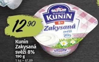 Zakysaná smetana svěží Mlékárna Kunín 8%