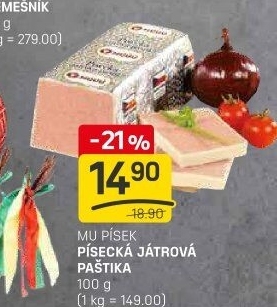 Paštika játrová písecká Maso uzeniny Písek
