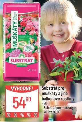 Substrát pro muškáty / pelargonie a jiné balkonové rostliny Forestina