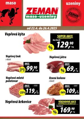 akční leták ZEMAN maso - uzeniny 22.4.2025-26.4.2025