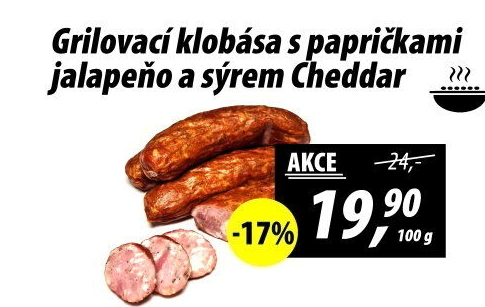 Klobása na gril s jalapeňo a cheddar