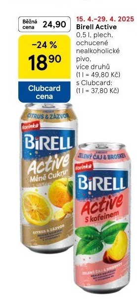 Nealkoholické pivo ochucené Active Birell