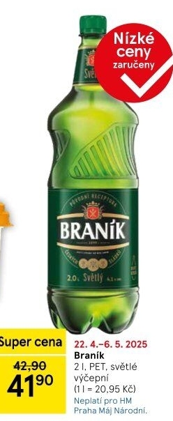 Pivo světlé výčepní 10° Braník