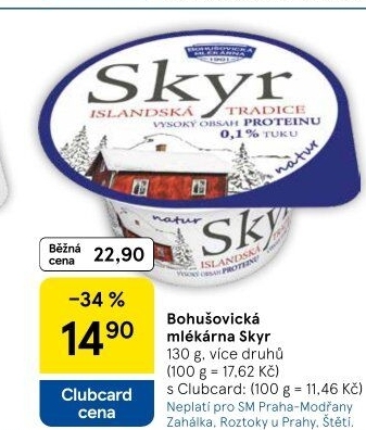 Dezert zakysaný bílý Skyr Bohušovická mlékárna