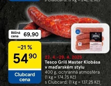 Klobásy maďarské Grill Master Tesco