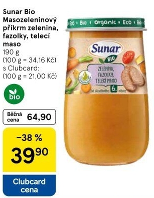 Masozeleninový příkrm bio Sunar