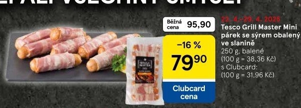 Miniberner se slaninou Grill Master Tesco