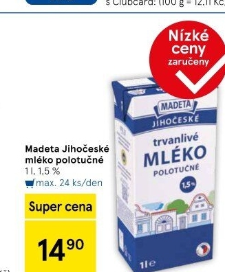 Mléko trvanlivé Jihočeské Madeta - 1,5% polotučné