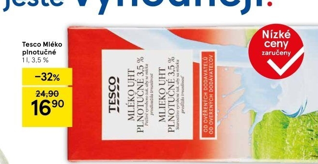 Mléko trvanlivé Tesco - 3,5% plnotučné
