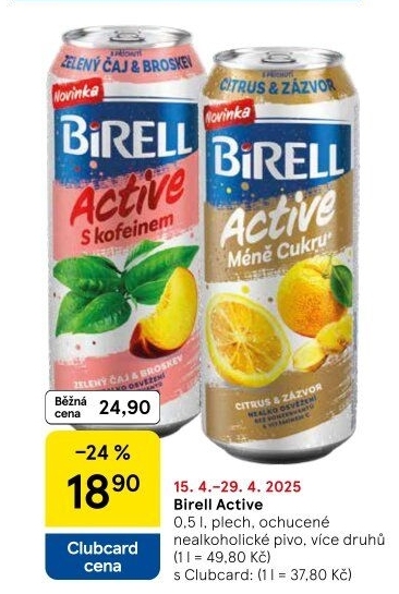 Nealkoholické pivo ochucené Active Birell
