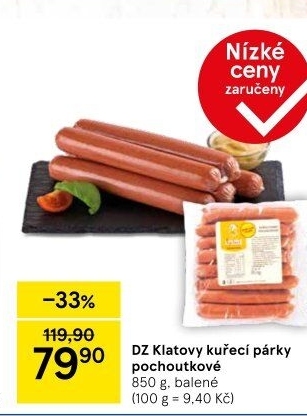 Párky kuřecí pochoutkové DZ Klatovy