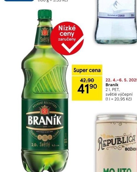 Pivo světlé výčepní 10° Braník