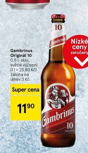 Pivo světlé výčepní Originál 10° Gambrinus