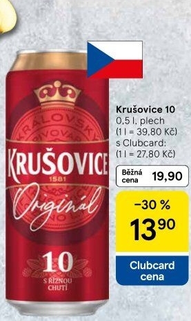 Pivo světlé výčepní Originál Královská 10° Krušovice