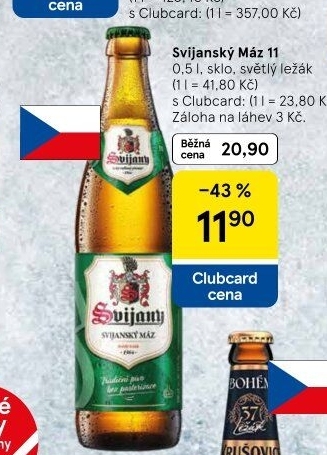 Pivo světlý ležák 11° Svijanský Máz Svijany