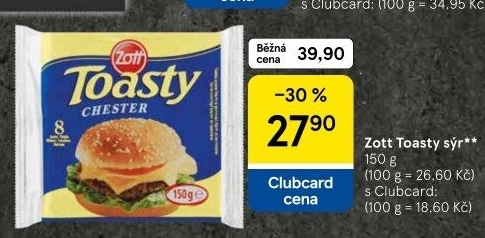 Sýr tavený plátky Toasty Zott