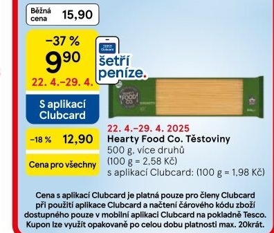 Těstoviny Hearty Food Co Tesco