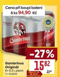 Pivo světlé výčepní Originál 10° Gambrinus
