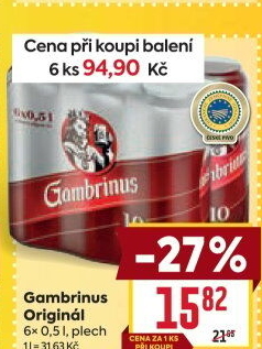 Pivo světlé výčepní Originál 10° Gambrinus