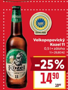 Pivo světlý ležák 11° Medium Velkopopovický Kozel