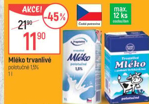 Mléko trvanlivé Bohemilk - 1,5% polotučné