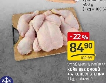 Kuře + 4 kuřecí stehna Vodňanské kuře