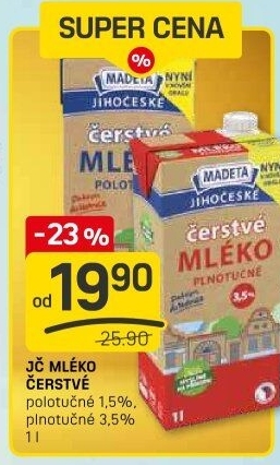 Mléko čerstvé Jihočeské Madeta