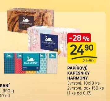 Papírové kapesníčky 3vrstvé Harmony