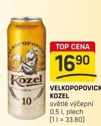 Pivo světlé výčepní 10°Velkopopovický Kozel