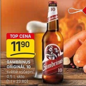 Pivo světlé výčepní Originál 10° Gambrinus
