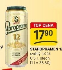 Pivo světlý ležák 12° Staropramen