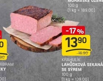 Sekaná lahůdková se sýrem Krahulík