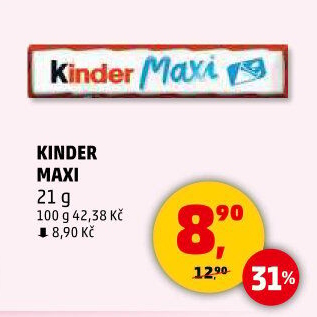Tyčinka čokoládová mléčná Maxi Kinder